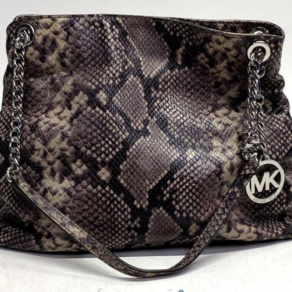 Michael Kors Black and Brown Python Snake Print Shoulder Bag - Picture 1 of 5